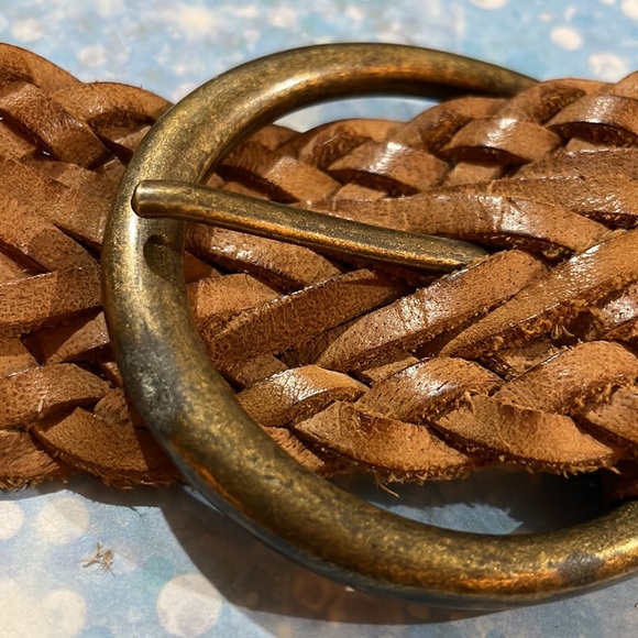 Tommy Hilfiger braided belt thick leather woven real leather belt bohemian wide - Picture 4 of 5